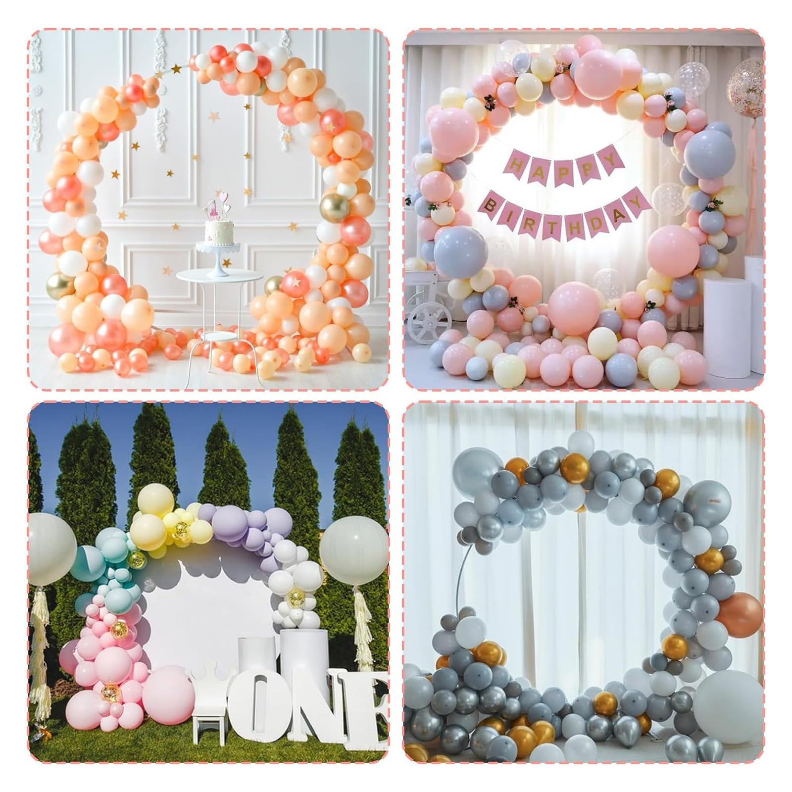HJXGQJM Stojak na łuk ślubny, stojak na łuk balonowy, metalowy łuk ślubny na ceremonię, stojak na obręcz balonową, girlanda, dekoracje na imprezy, urodziny, baby shower, biały, 240 cm