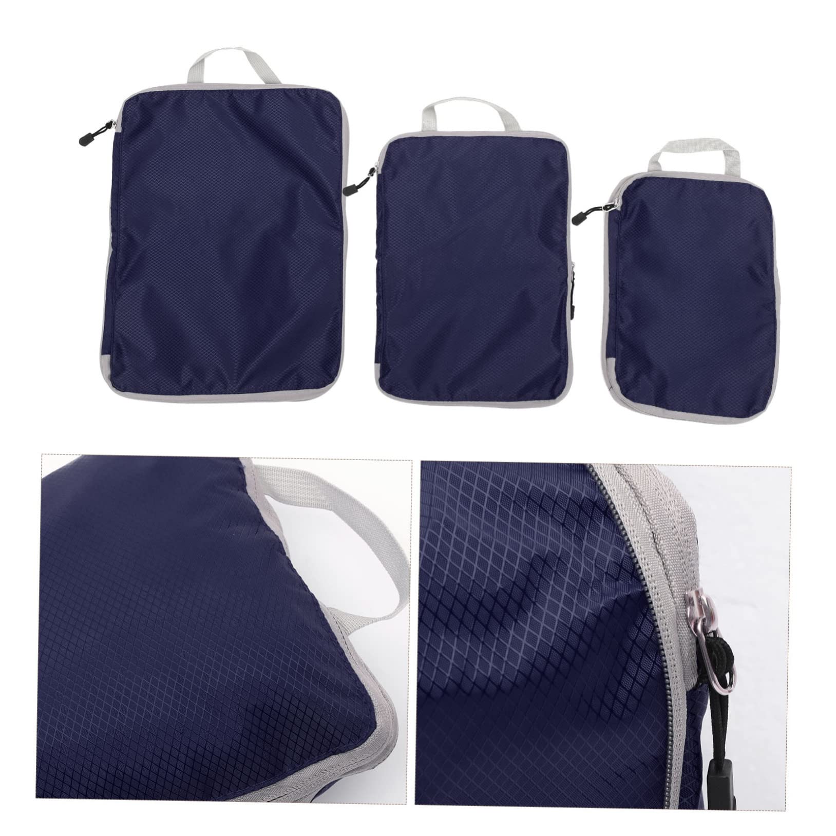 Set di 3 Sacchetti da Viaggio in Nylon Blu Navy per Organizzare