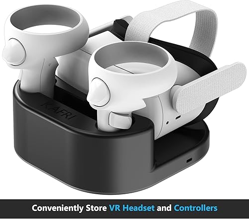 Miniatura 2 de KAFRI Base de carga para Oculus Quest 2 con luz LED soporte de carga de auriculares de realidad virtual y soporte de controlador accesorios de