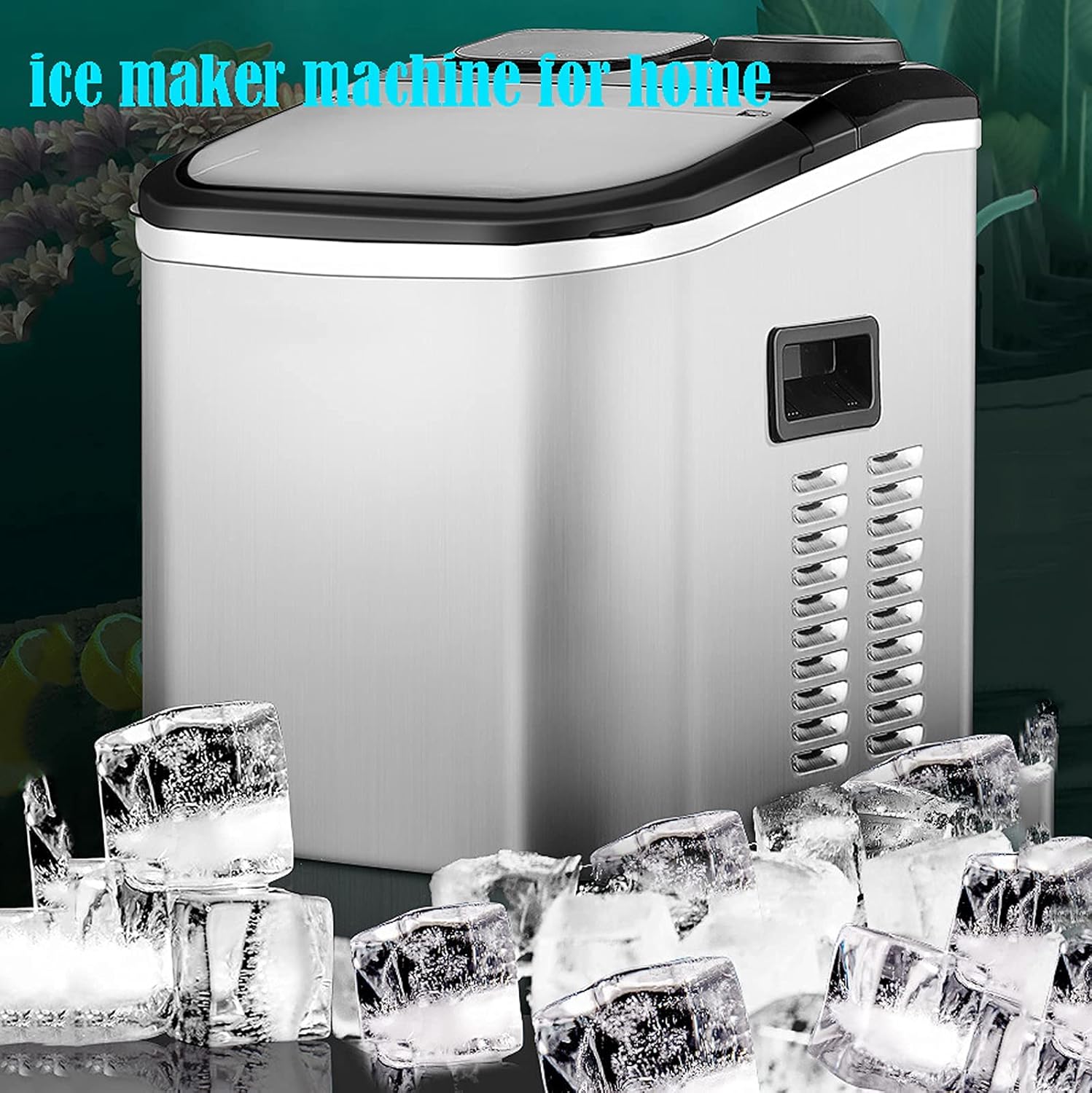 Compact Ice Maker Self Cleaning, Ice Maker Machine for Countertop, Portable Ice Cube Maker, Easy to Use - Ideal for Home(Black) (Black)
