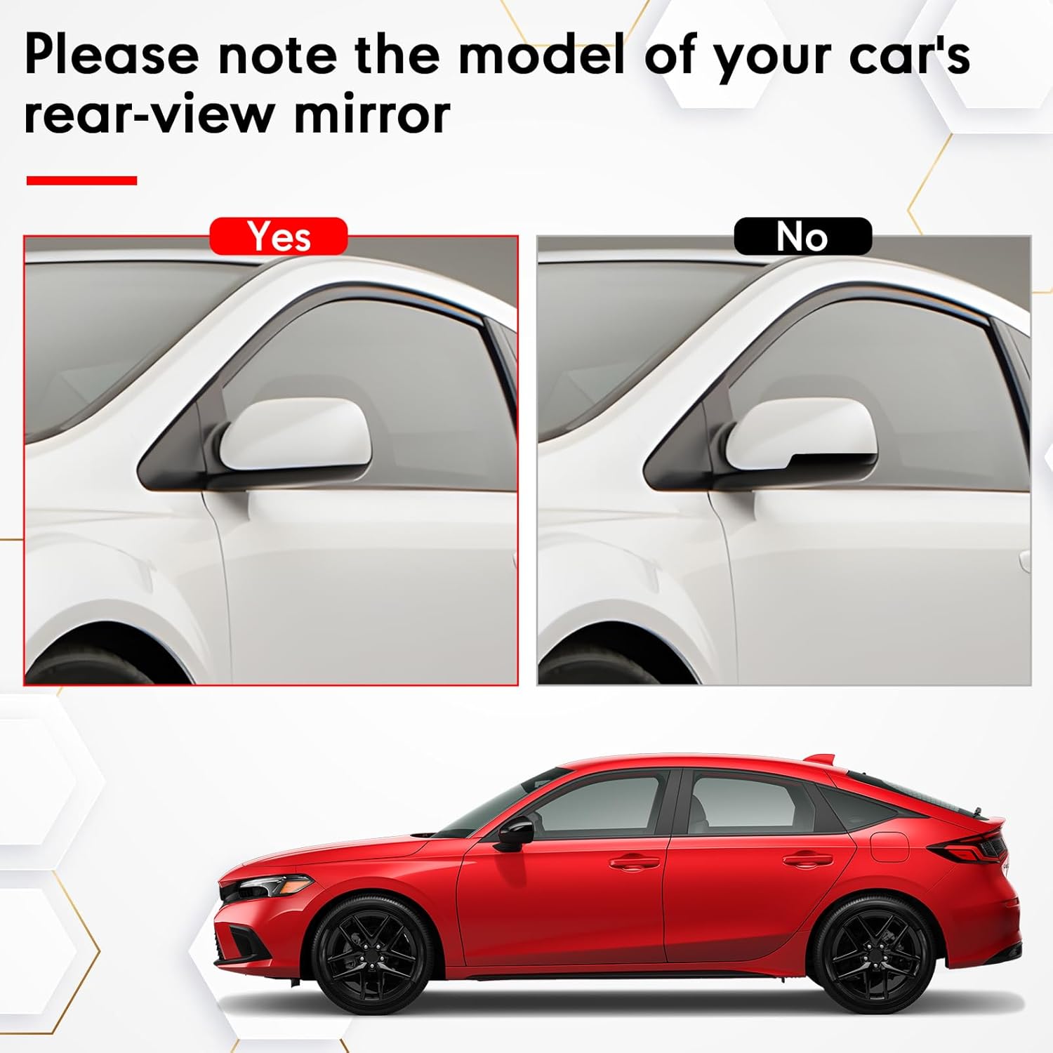 Door Side Mirror Cover for Honda Civic Accessories 2022 2023 2024 Aggressive Look Sport Door Side Mirror Cover（ Glossy Black）