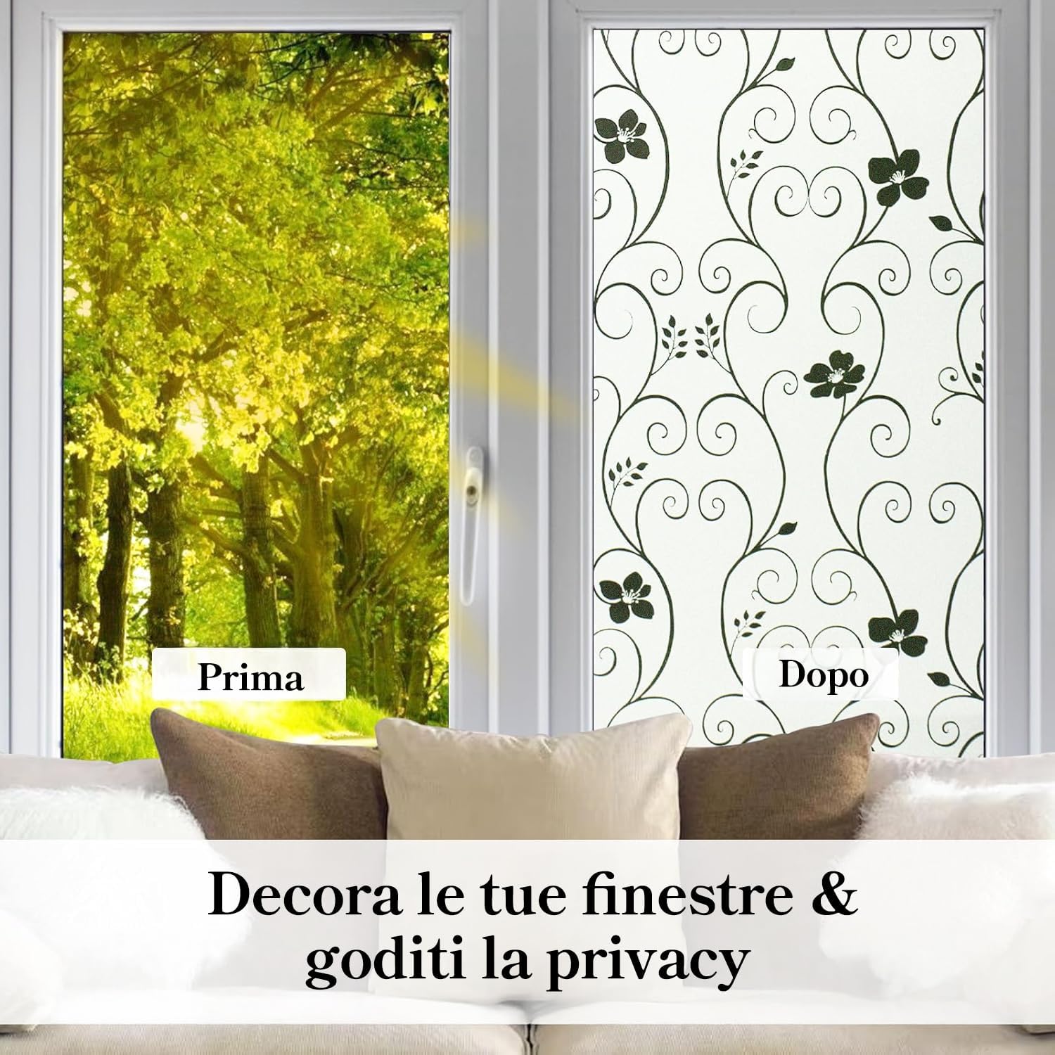 DUOFIRE Pellicola per Finestre Vetri Pellicola Privacy Pellicola Decorativa Pellicola Anti-UV DP014B (90cm X 300cm)