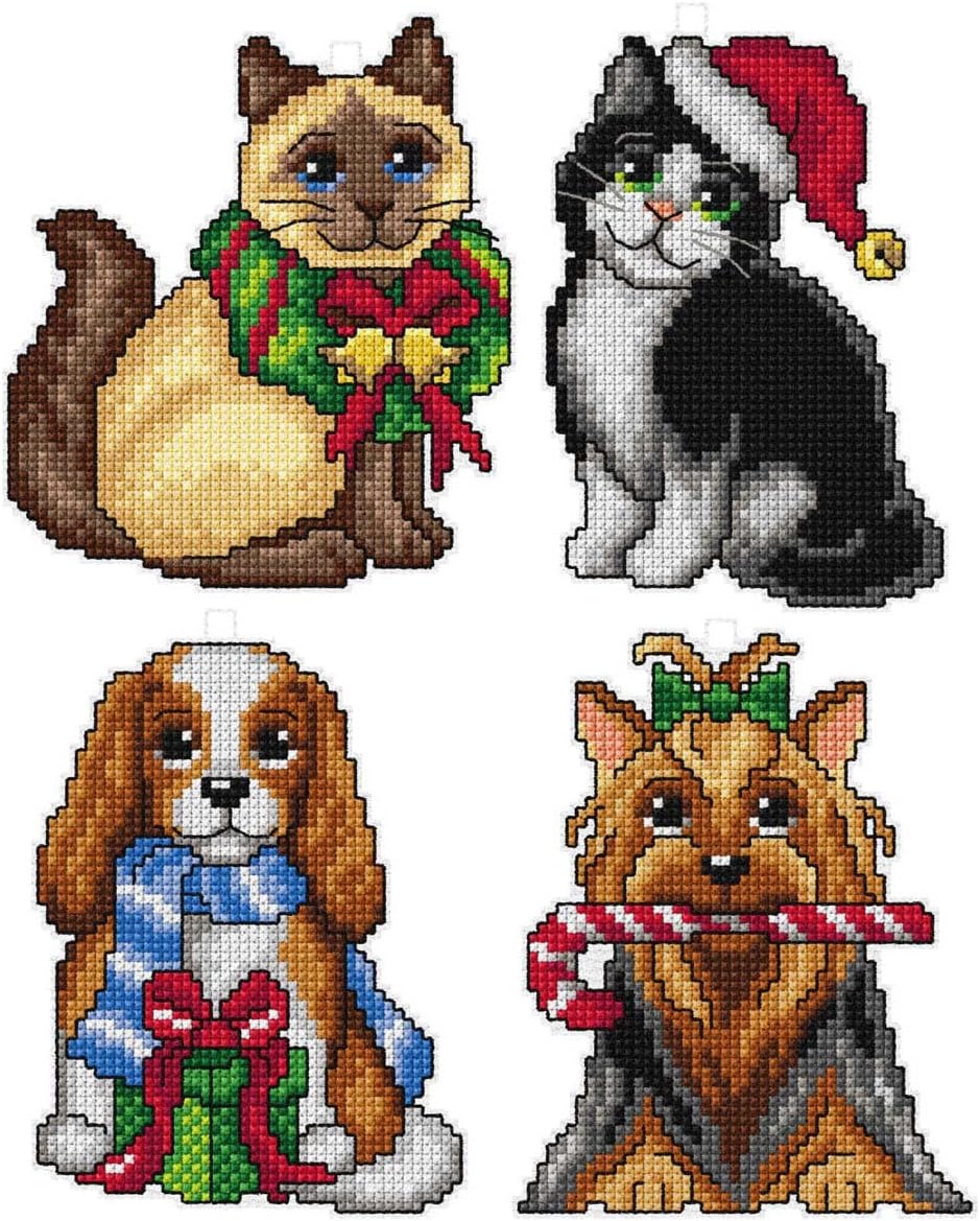Orchidea Cats & Dogs Christmas Ornaments Counted Cross-Stitch Kit