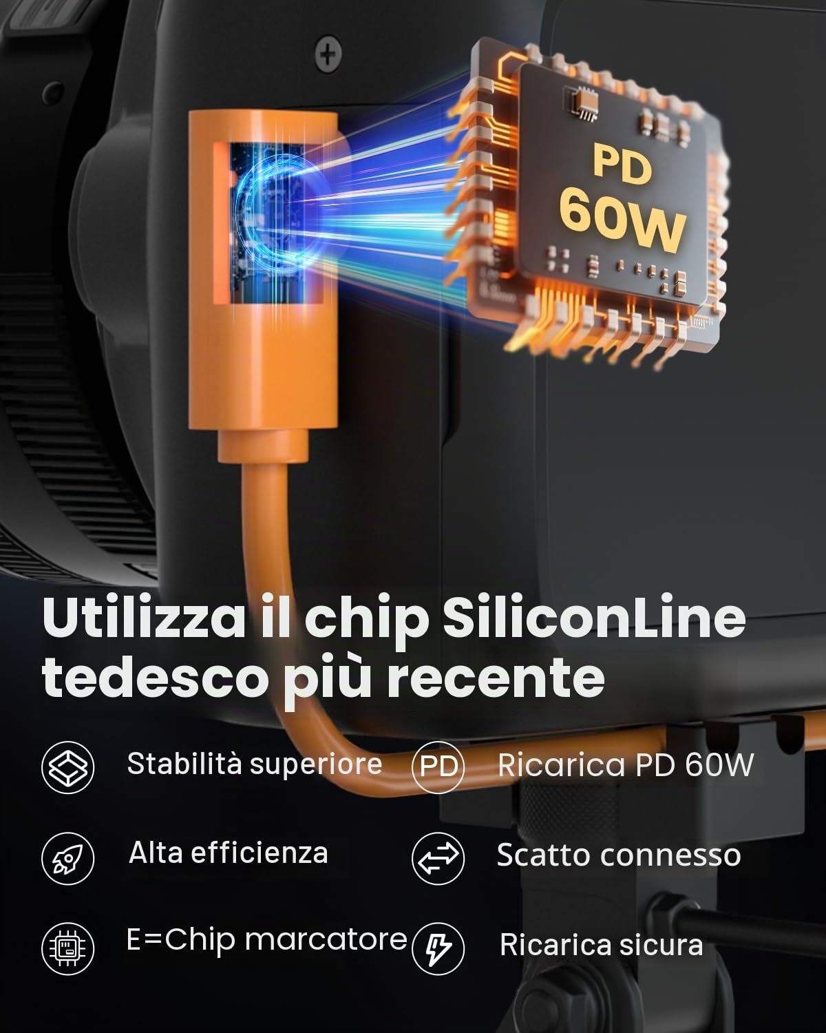 Cavo Tethering Fibra Ottica USB C da 4.5M, Angolo Retto con Trasmissione Dati Bidirezionale 10Gbps, Cavo VR con Ricarica PD 60W, USB 3.2 GEN 2 Link Cable per VR/Fotocamera/Sony/Canon/Nikon/MacBook