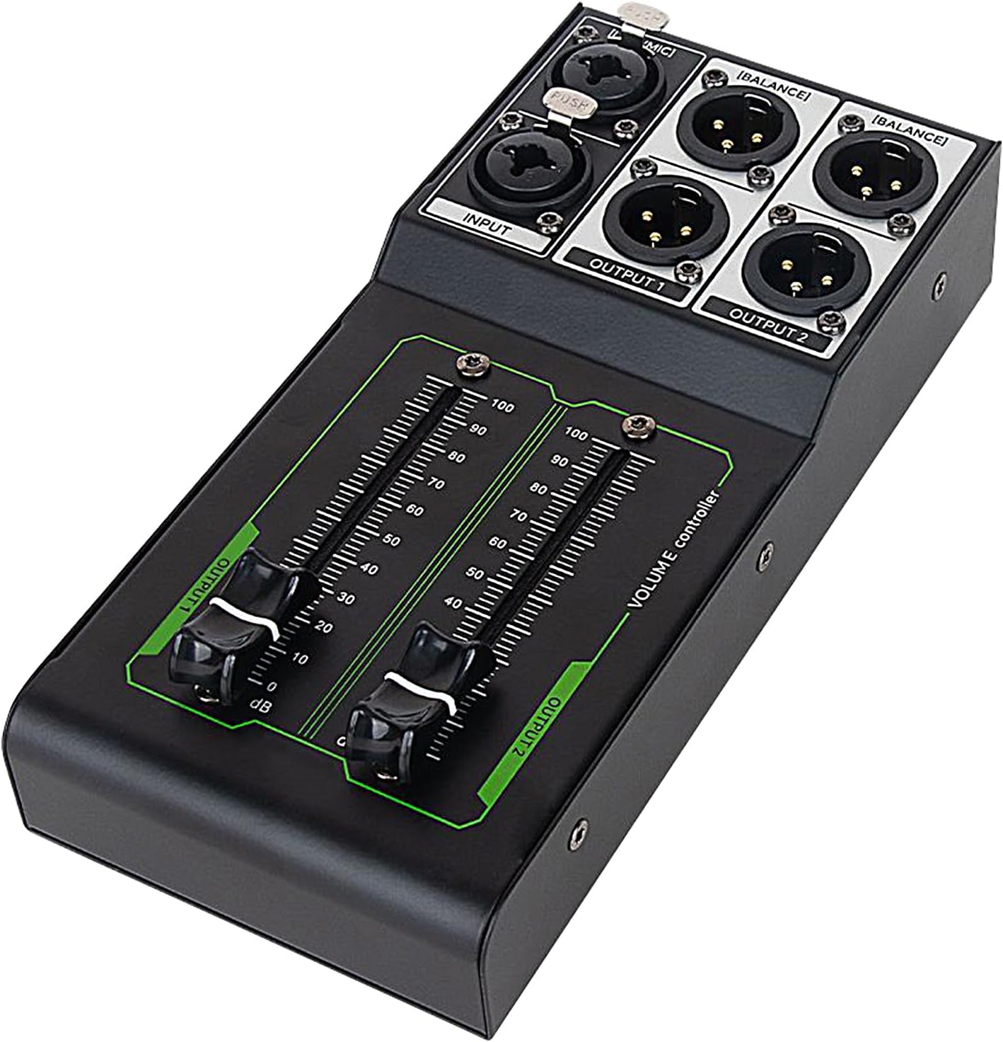 Studio Monitor Controller - Passive Audio Volume Knob, Dual Output Sound Switch | Pro Sound Control Box, Studio Audio Interface, 70mm Smooth Fader Dial, Plug and Play Setup for Music Production Room