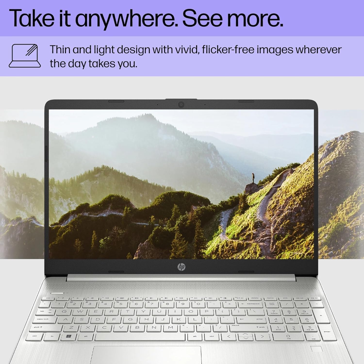 HP 15 Laptop w/Bluetooth Mouse (15.6" FHD, Intel Core i3, 8GB RAM, 256GB SSD) for Business & Students, Narrow-Bezel, Fingerprint, 10-Hr Long Battery Life, Webcam, Numpad, HDMI, Win 11 Home in S Mode