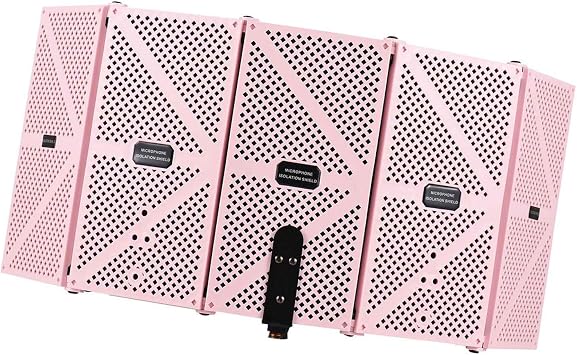 Vocal Booth with Microphone Isolation for Home Studio Setup - Professional Soundproofing Recording Studio Equipment Pink