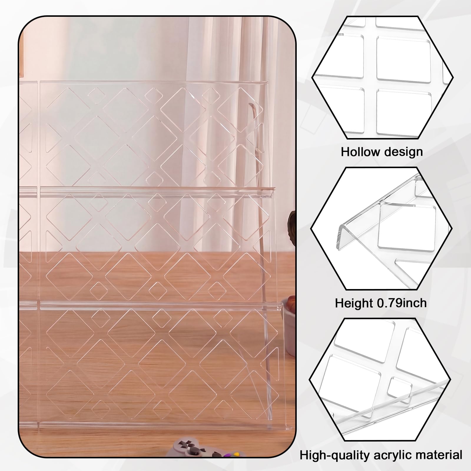 Yalikop 24 elevadores de tarjetas coleccionables para estuche, acrílico transparente, soporte de exhibición para cartas, vendedores, escaparates, juegos de mesa de cartas deportivas (hueco)