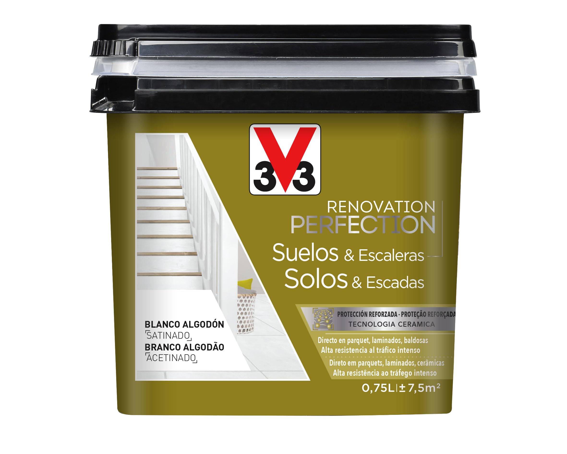 V33 Esmalte Renovation Perfection Suelos Blanco Algodón Satinado 0,75L