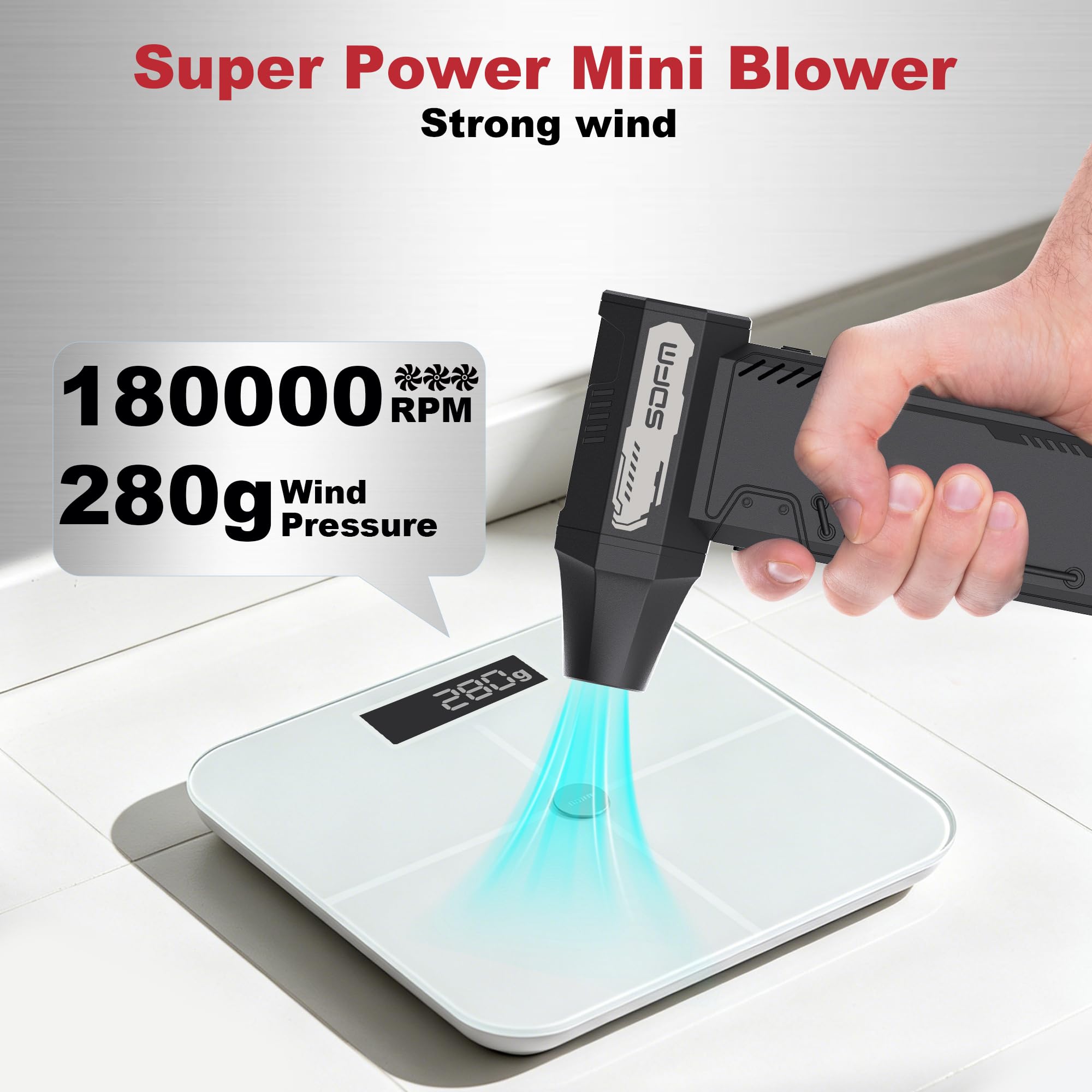 SDFM - Spolverino elettrico ad aria - Regolabile 3 marce Klarstein 180.000 RPM Motore Brushless per tastiera, PC, veicoli, cuscini d'aria e pulizia Hely'ar