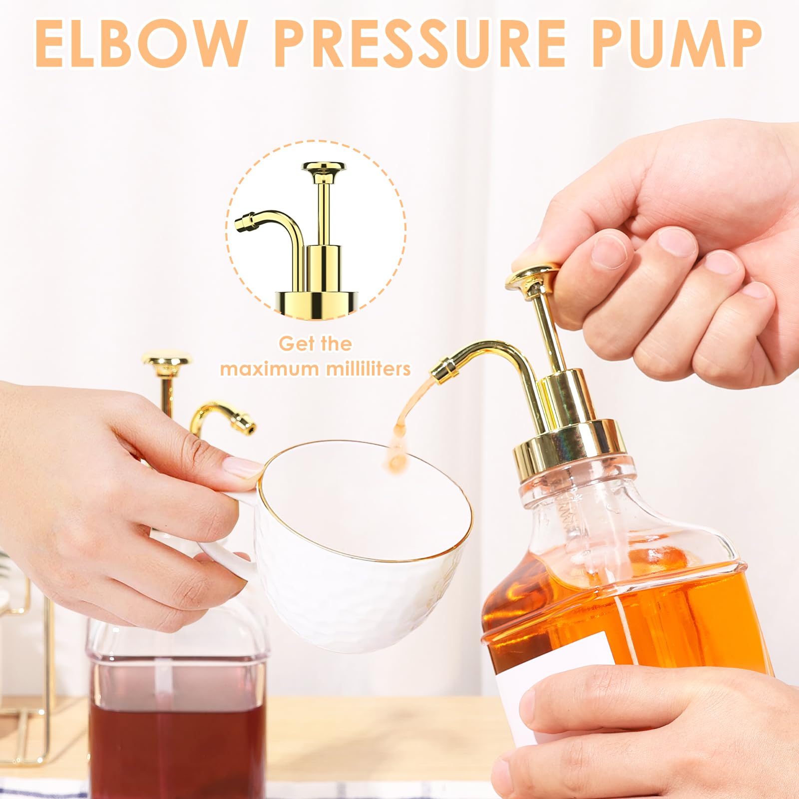 Zestaw dozowników syropu do kawy z silikonowym lejkiem, 500 ml, szklana butelka syropu z etykietą, przezroczysty pojemnik na syrop kawowy, przenośny dozownik pompy do kawy, dozownik do syropu