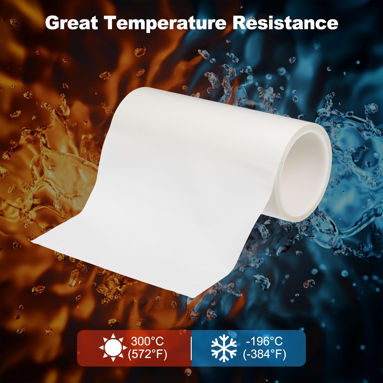 PATIKIL Nastro termoresistente PTFE 7,87 pollici x 33 piedi Bianco | 0,18mm di spessore, impermeabile, adesivo, per saldatrici a vuoto e protezione isolante