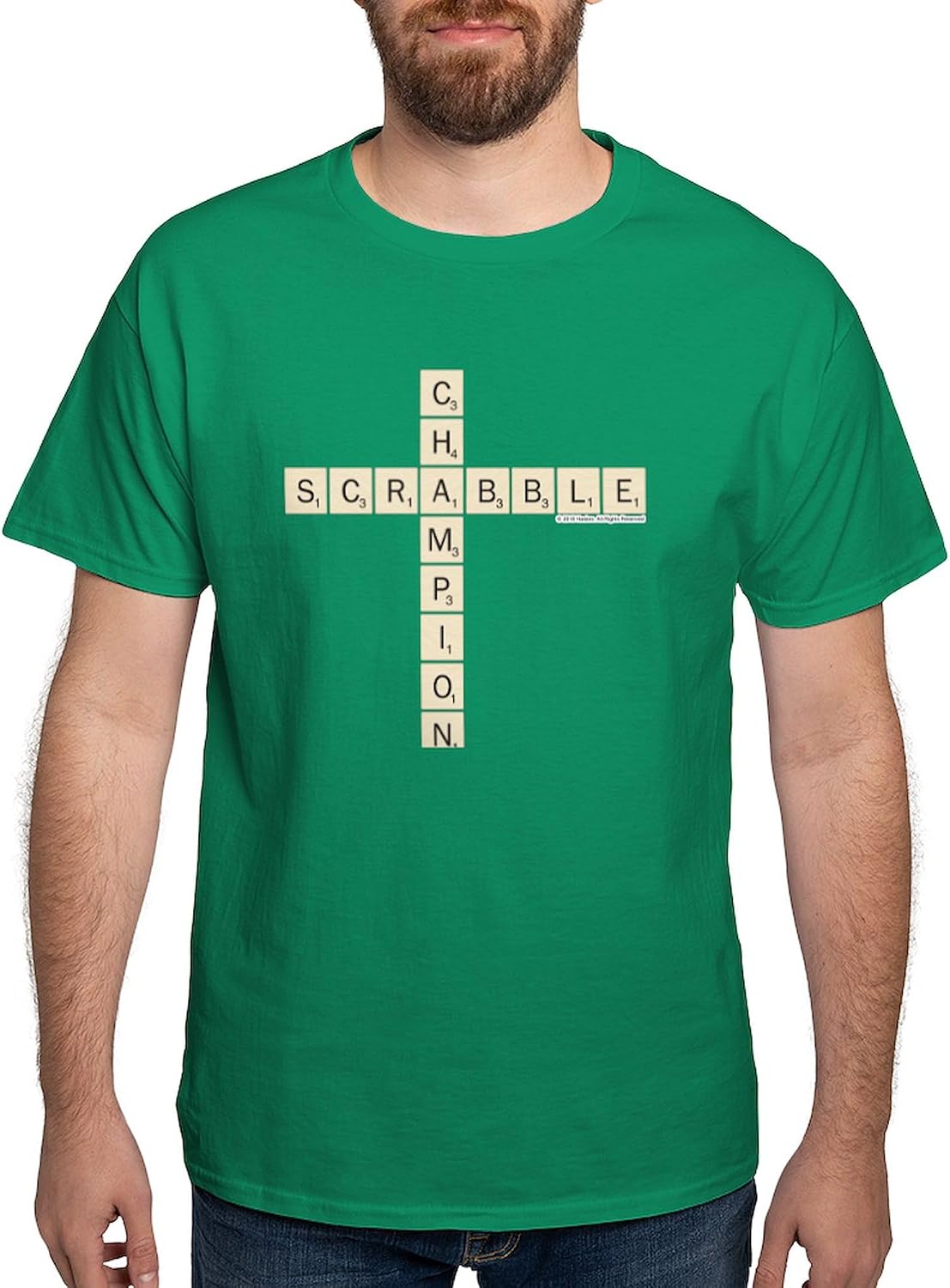 CafePress Scrabble Champion Dark T Shirt Men's 100% Cotton, Classic Graphic White T-Shirt