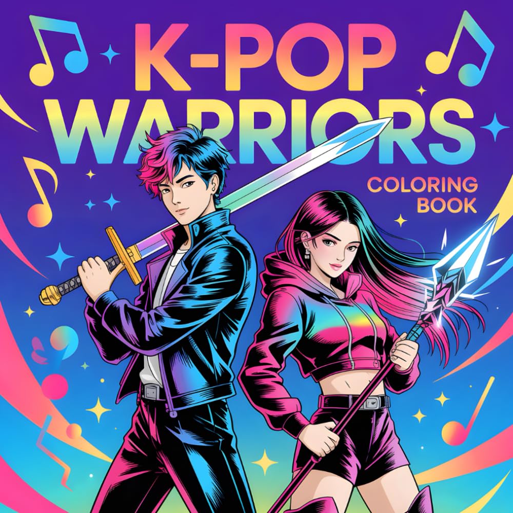 K-Pop Warriors Coloring Book: 40 K-Pop Idol Musical Fighters with Fantasy Weapons for Teen Girls, Adults and K-Pop Fans (K-Pop Coloring Book)