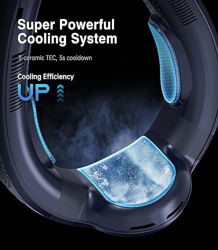 Miniatura 7 de Ventilador de cuello, ventilador personal sin aspas manos libres, batería de 4000 mAh, 3 velocidades, recargable USB-C, ventilador ultra silencioso