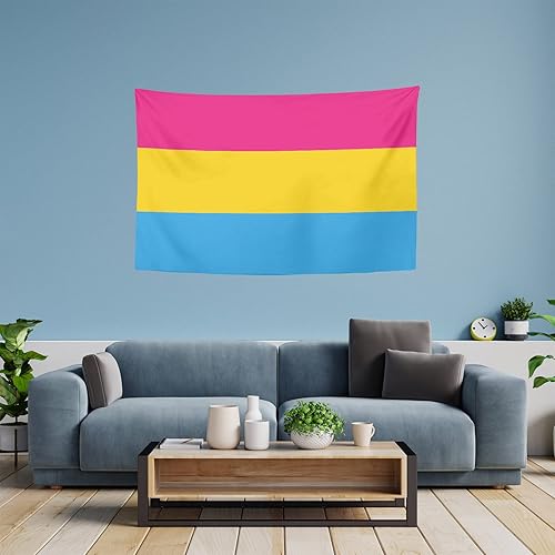 Miniatura 3 de YongColer Tapiz de bandera del orgullo pansexual, decoración de pared para dormitorio, sala de estar, dormitorio (60 x 40 pulgadas)