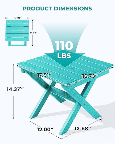 Miniatura 3 de SERWALL Mesa auxiliar Adirondack, mesa auxiliar para exteriores, sin montaje, mesa plegable pequeña de HDPE para patio trasero, piscina, porche,