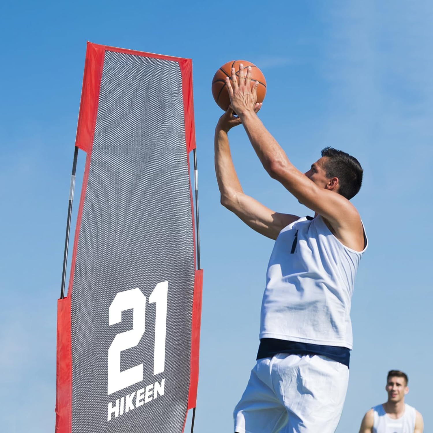Hikeen Höhenverstellbar Basketball Konfrontation Trainingsmodell, Basketball Training Equipment Dummy für das Basketballtraining, Verteidigungs Mannequin mit 2 Stangengrößen + 4 Sandsäcke