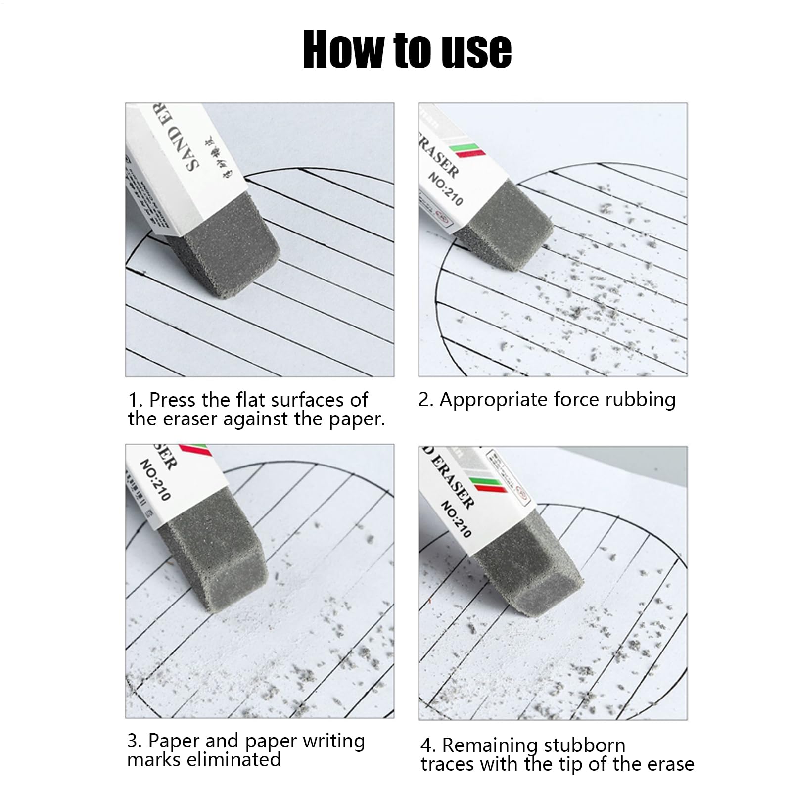 Juego de borradores de bolígrafo, borrador de arte de tinta, bloque de goma de 2.56 x 0.59 pulgadas con construcción no abrasiva, herramienta de borrado a prueba de manchas, suministros de estudio con