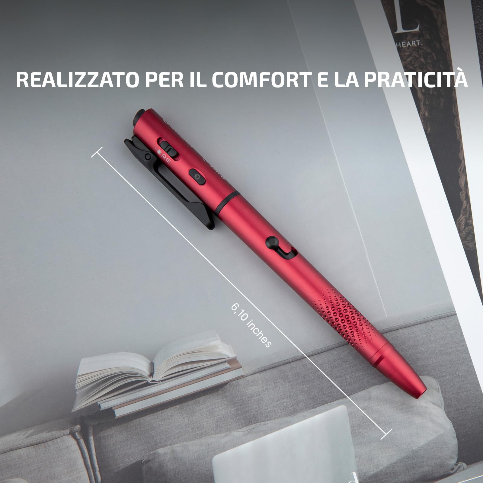 OLIGHT Open 3 Penna Torcia LED da 120 Lumen con Luce Rossa e Verde, Torcia Ricaricabile EDC portatile e facile da caricare per Scrivere, Lavorare, Avventure, Affari Professionali (Rosso)