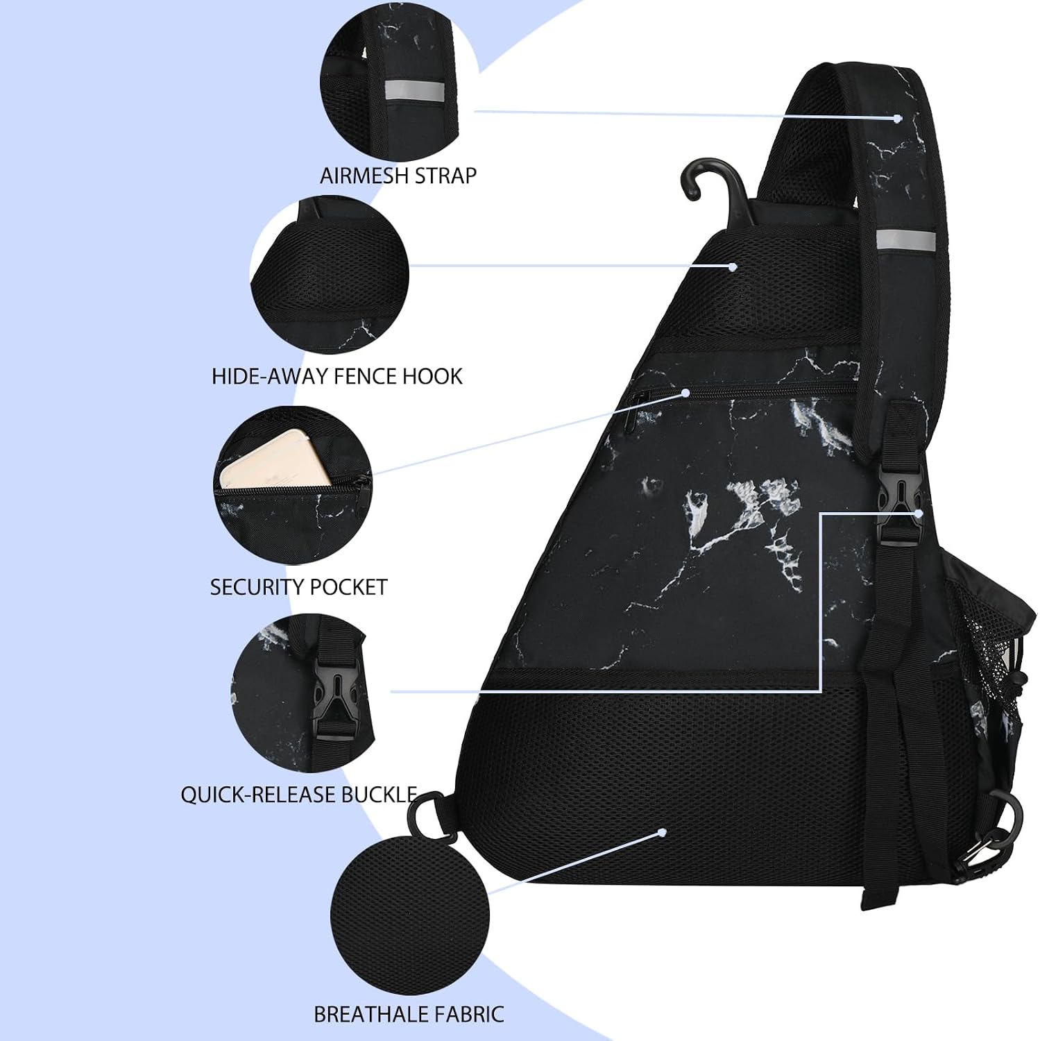 Goloni Pickleball Sling Bag for Men Women, Lightweight Pickleball Backpack with Fence Hook