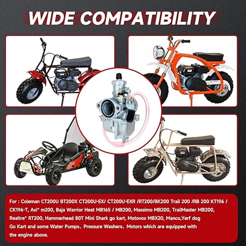 Miniatura 3 de FVRITO VM22 - Conjunto de acelerador de carburador de 1.024 in Kit de chorros principales para Predator 212cc 224cc 196cc Non Hemi Coleman CT200U