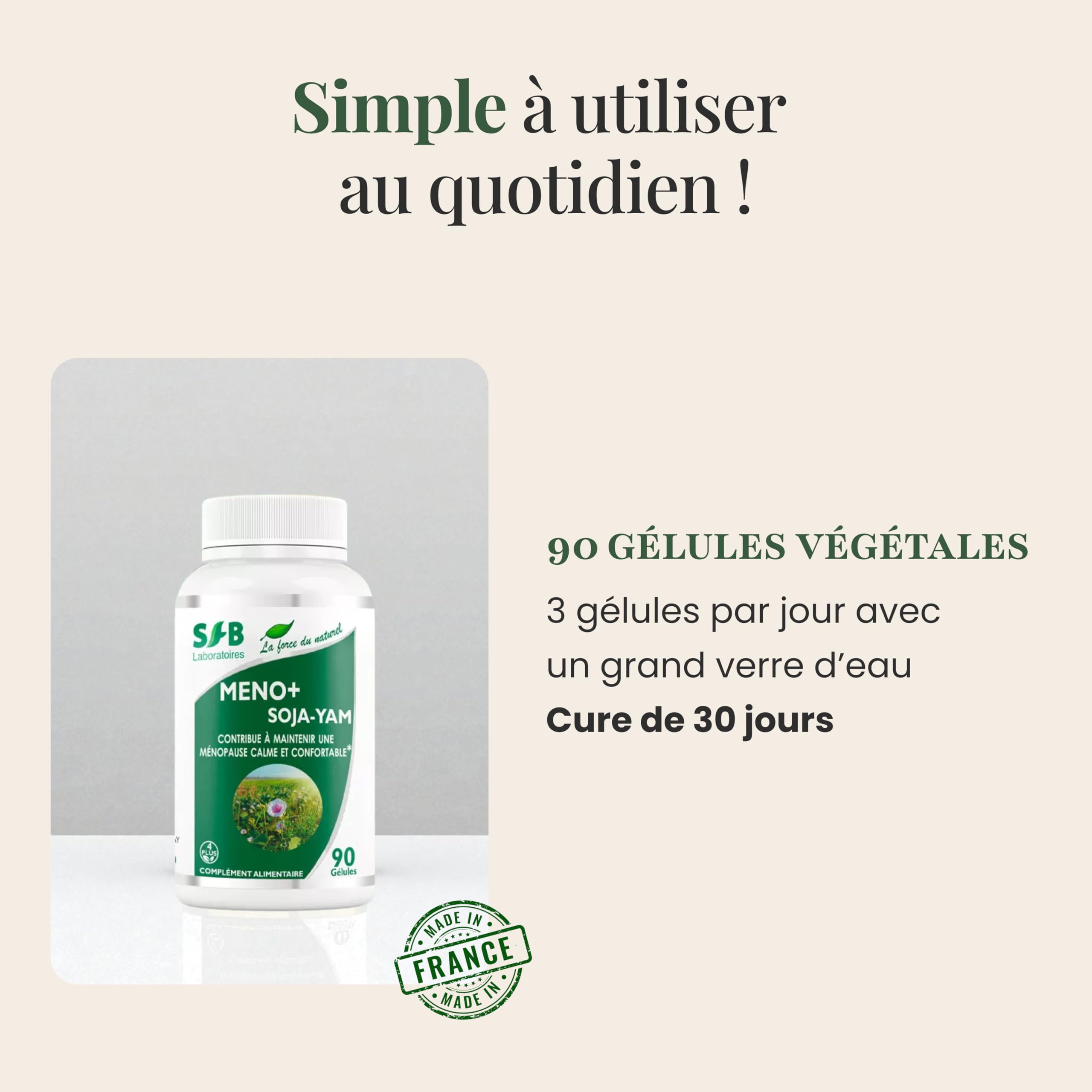 SFB Laboratoires – Complexe Ménopause Méno+ – Apaise Bouffées de Chaleur & Troubles de l’Humeur - Formule Naturelle & Sans Hormones – 60 Gélules Végétales – Cure 1 Mois – Fabriqué en France