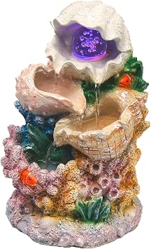 Tabletop Water Fountain Indoor Zen Water Fountain Themed Coral Seashell Fountain for MeditationOcean