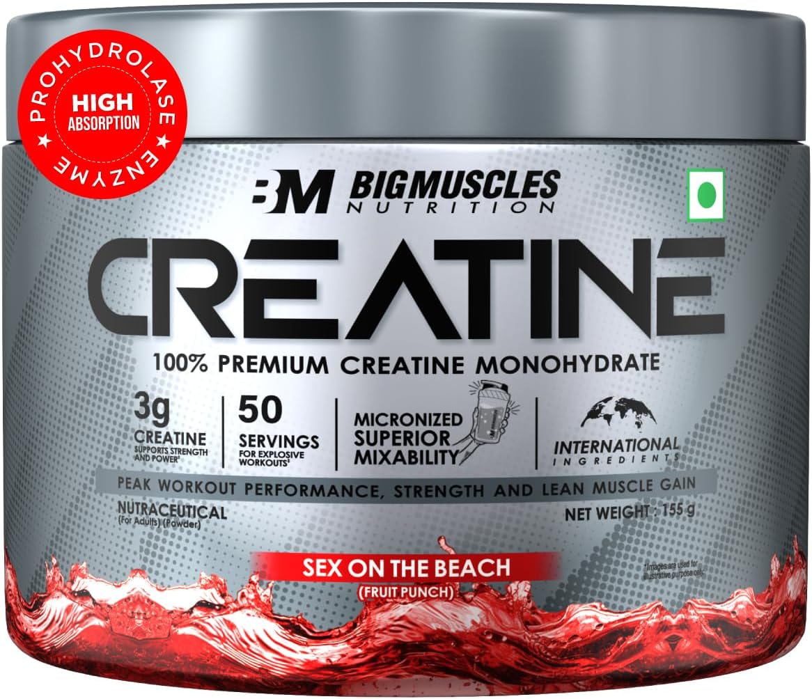 Bigmuscles Nutrition Creatine [150g, 50 Servings]|Sex On The Beach | Micronized Creatine Monohydrate To Support Lean Muscle Repair & Recovery|Increase Strength&Athletic Performance,Powder