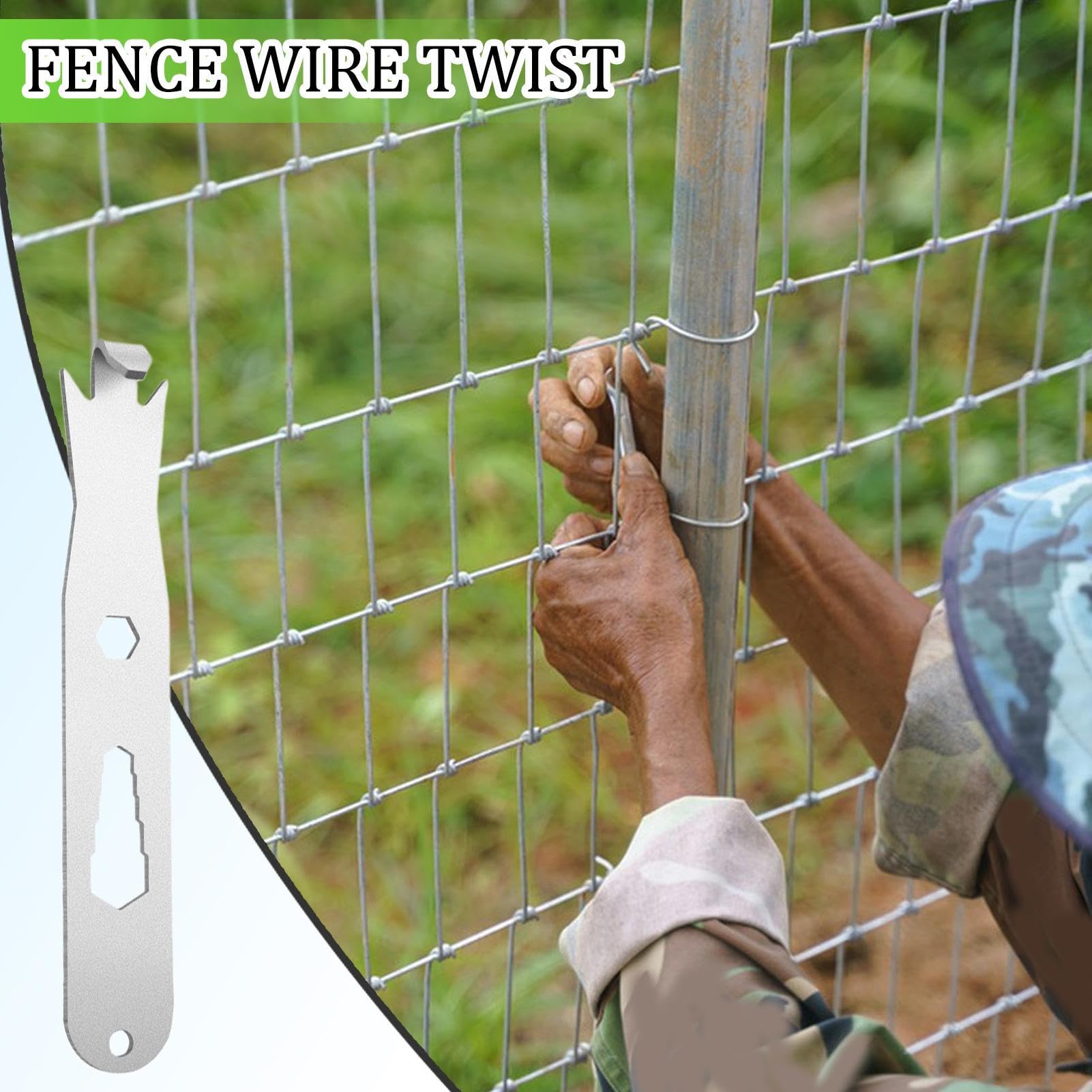Herramienta tensora de alambre de cerca, acero inoxidable, 15 x 0,91 cm, alta resistencia, herramienta para torcer cables de púa con mango compacto, torcedora de alambre para vallas de granja, vallas — view 6