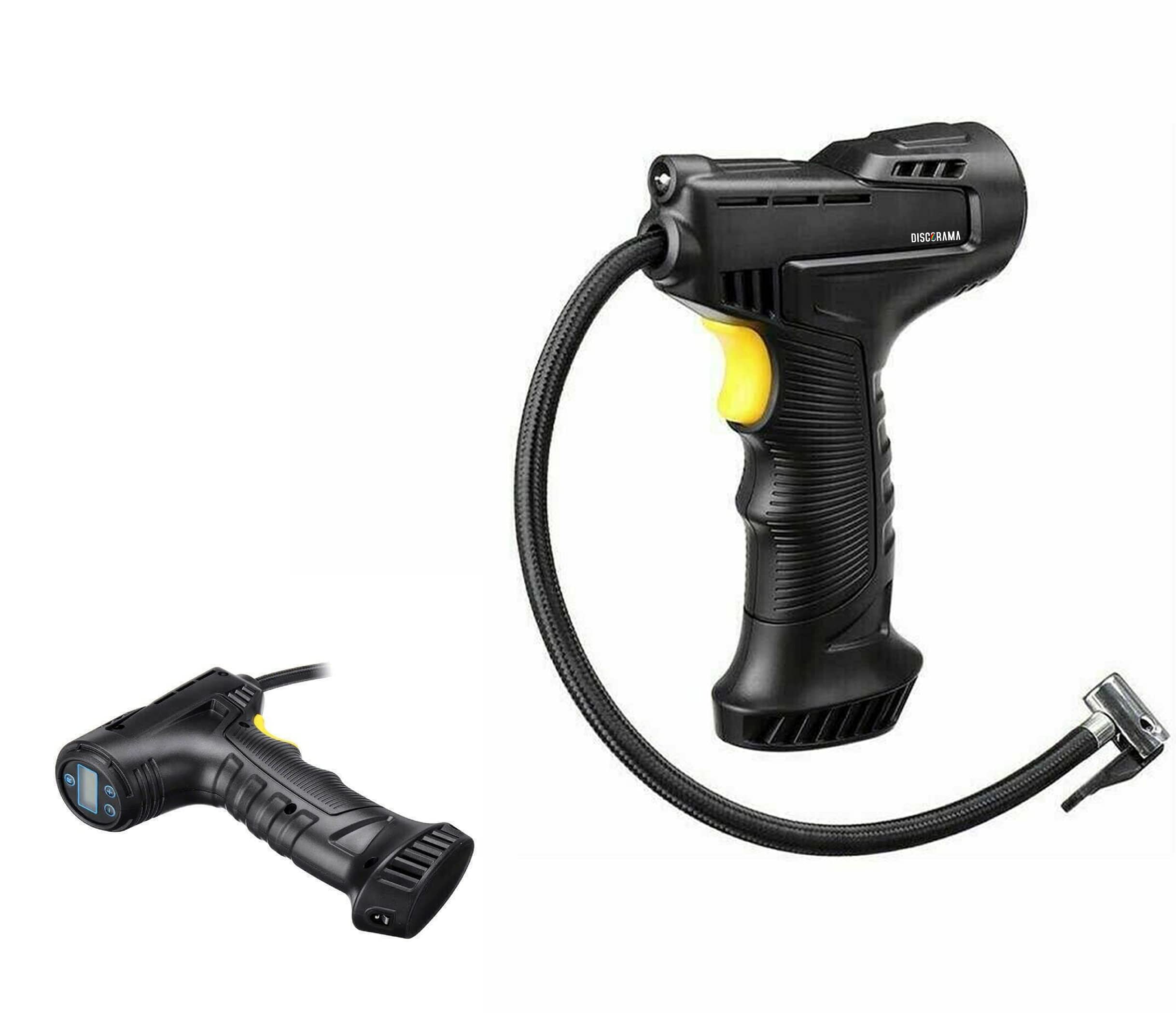 COMPRESSORE AD ARIA MINI PORTATILE DIGITALE 12V RICARICABILE PER AUTO MOTO GOMME 120W SCHERMO LCD - DISCORAMA®