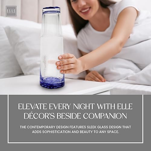 Miniatura 3 de Elle Decor Jarra de agua de cabecera con vaso, jarra de 35 onzas y vaso a juego | Usa la taza como tapa para jarra, decoración del hogar para