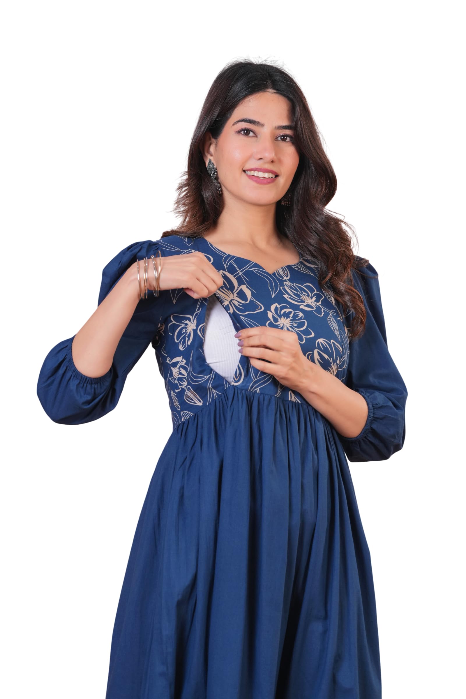 Women Printed Feeding Dress for Nursing Moms Daily Activities and Casual Outings-picture-14