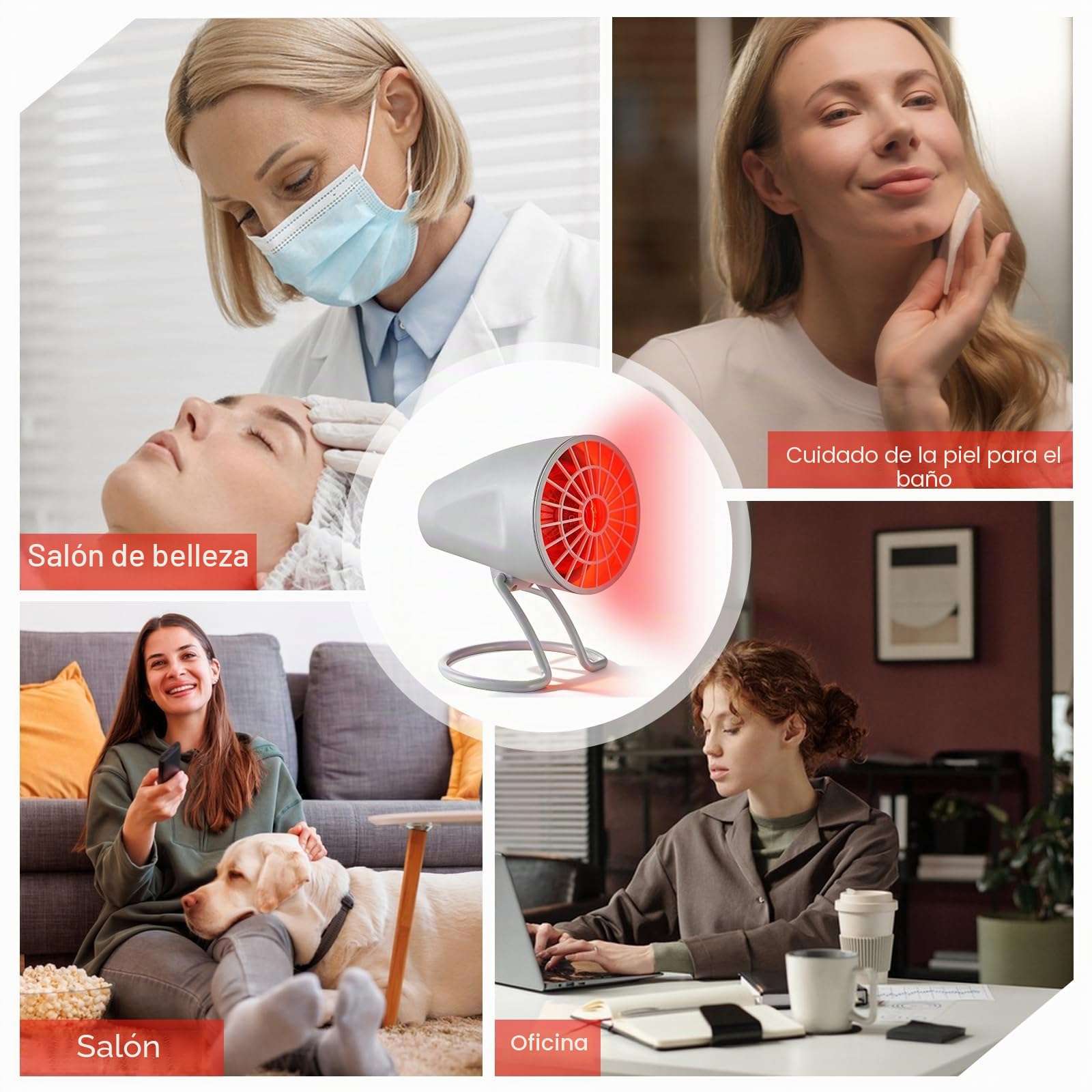 PORFOYO Lámpara infrarroja, lámpara de luz roja de 150 W, lámpara de calor infrarroja, lámpara de calor con temporizador y temperatura ajustable, ángulo ajustable, lámpara de luz infrarroja para el