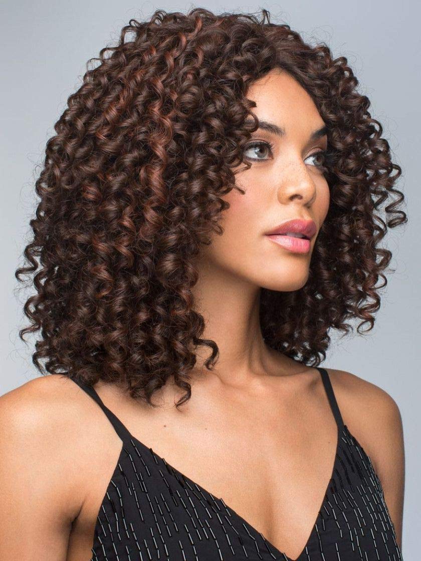 Diva Wig Color PLUM DANDY - Rene of Paris Wigs 17" Long Curly Ringlet Bob Womens Heat Friendly Synthetic Orchid Coll Lace Front Monofilament Part Bundle Comb, Maxwigs Hairloss Booklet