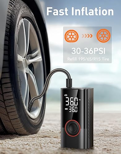 Miniatura 2 de Inflador de neumáticos, compresor de aire portátil, bomba de aire de 150 PSI para neumáticos de automóvil con luz LED, bomba de neumáticos