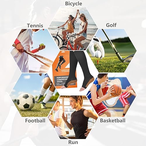 Miniatura 8 de bropite Calcetines de compresión de punta abierta, 2 pares de calcetines de compresión sin dedos para mujeres y hombres (C - cobre negro, XXL (2