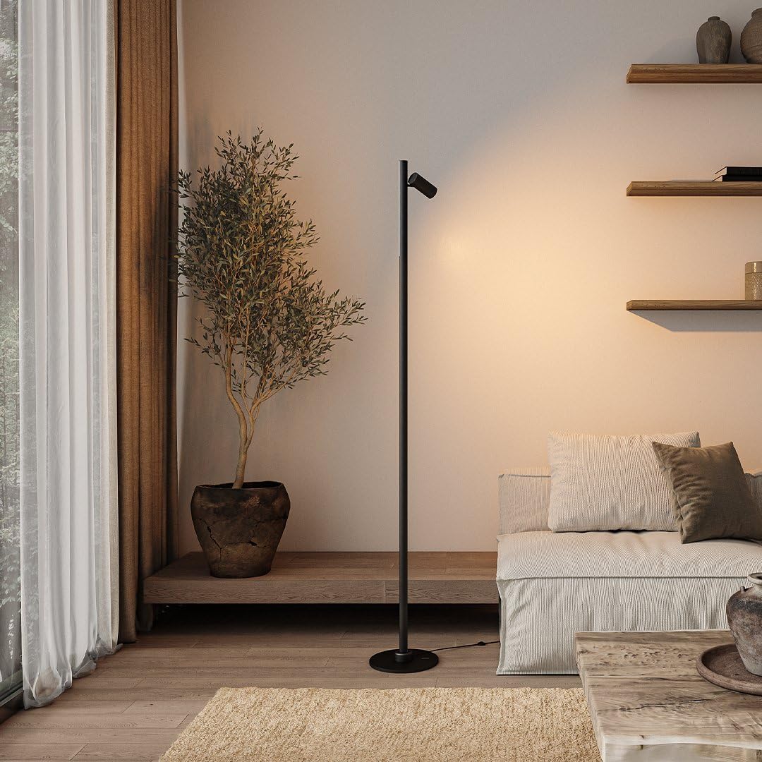 NEONA ARCA LED Stehleuchte Schwarz mit Spot und Beam, Magnetisches Schienensystem Click and Connect warmweiß 2700K Modular Erweiterbar (Schwarz)