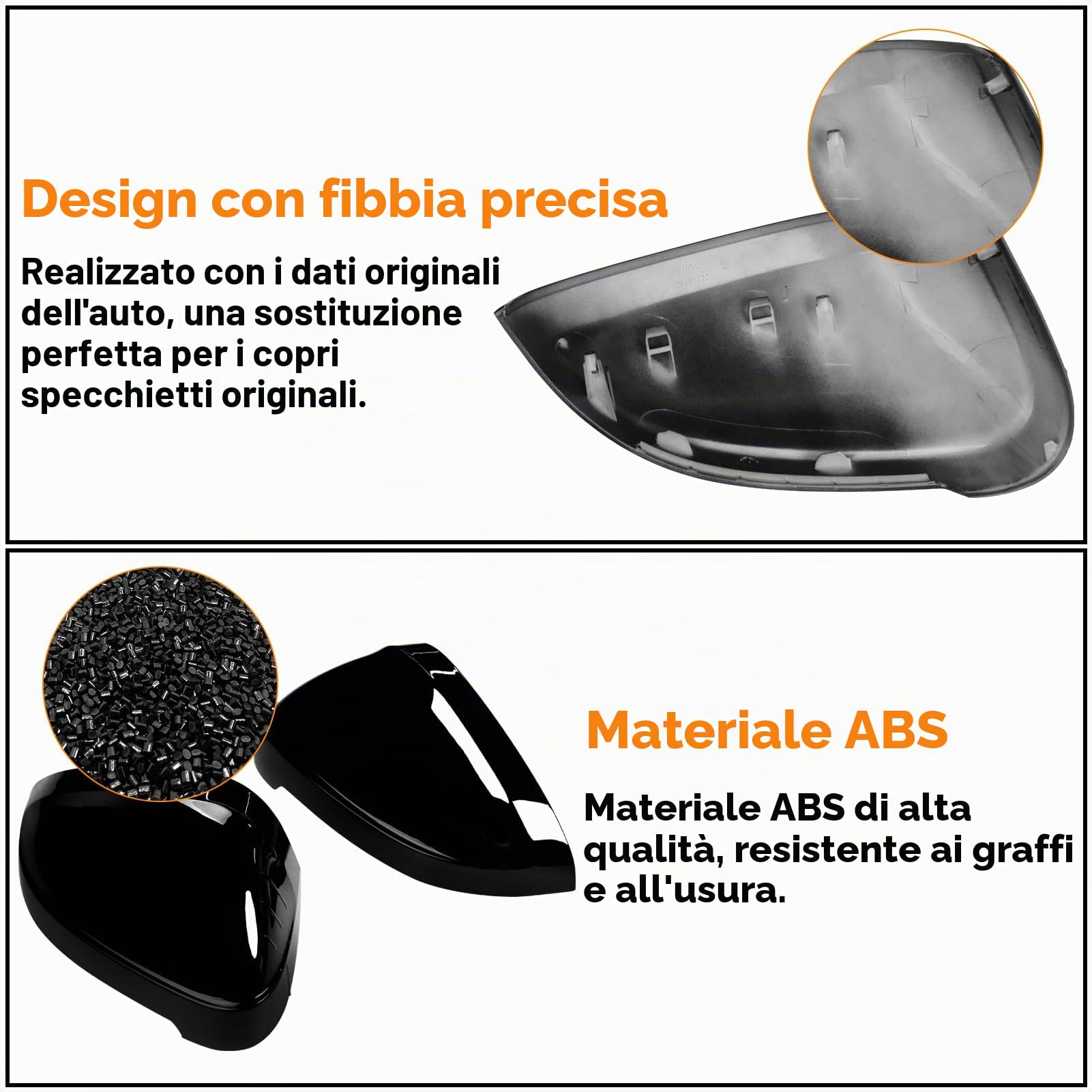 TTCR-II 2PCS Compatibile con Calotte Specchietti Audi A4 A5 RS4 B9 S5 RS5 | Sinistra + Destra Laterale Copri Specchietto Retrovisore A4 A5 RS4 2017 2018 2019 2020 2021 2022 2023 non Side Assist-Nero