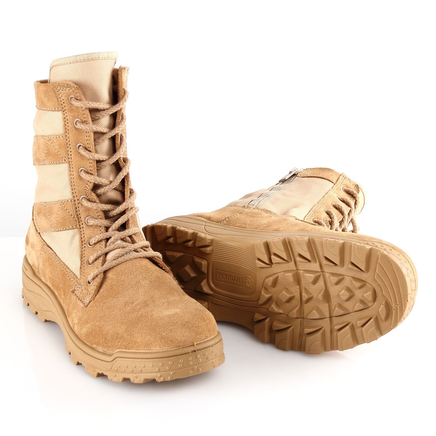 BURGAN 890 Side Zipper Lace Up Combat Boot | Unisex Style (Outdoor Hiking Casual) for Men and Women | Mid-Calf Genuine Suede and Hide Leather | Lightweight Fashion Tactical Military Motorcycle Shoes