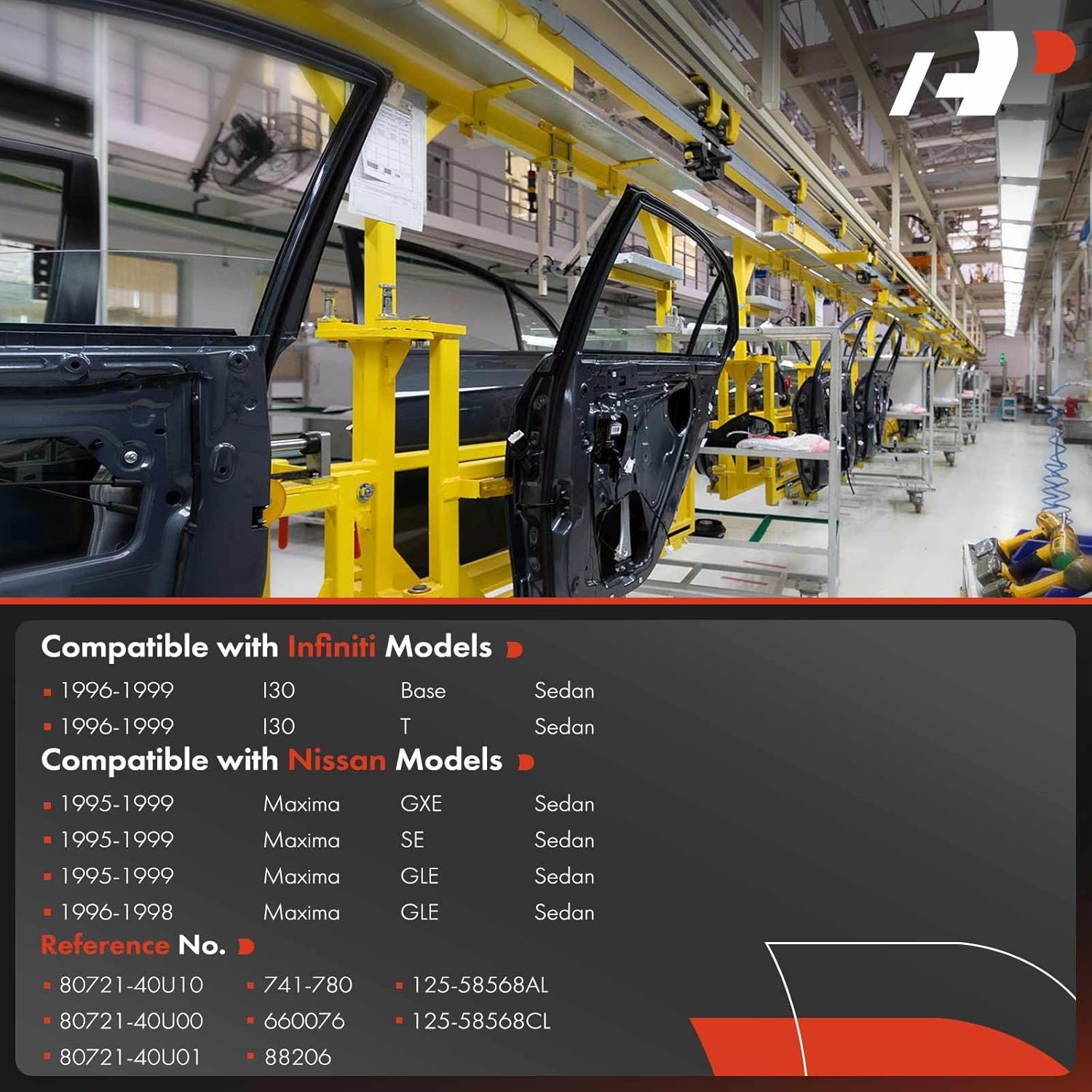 A-Premium Front Left Power Window Regulator with 2-Pin Connector Motor Compatible with Infiniti I30 1996-1999 & Nissan Maxima 1995-1999 Front Driver Side, Sedan only