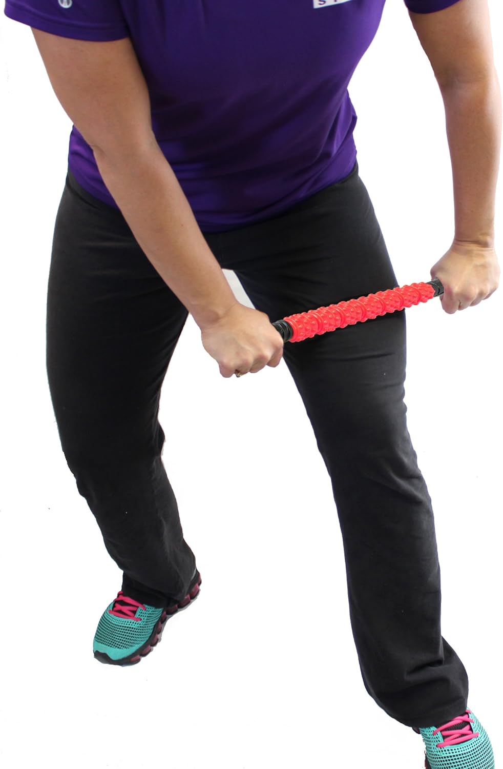 The Muscle Roller Stick, Massage for Legs | Great Gifts for Runners Men/Women, Athletes, Exercise - Shin Splints, Trigger Point - Red Elite Hard, 17"