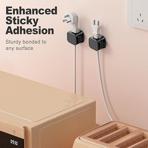 Miniatura 7 de Paquete de 12 clips magnéticos para cables, soporte ajustable para cables de escritorio y organizador de cables para el hogar, oficina, automóvil,