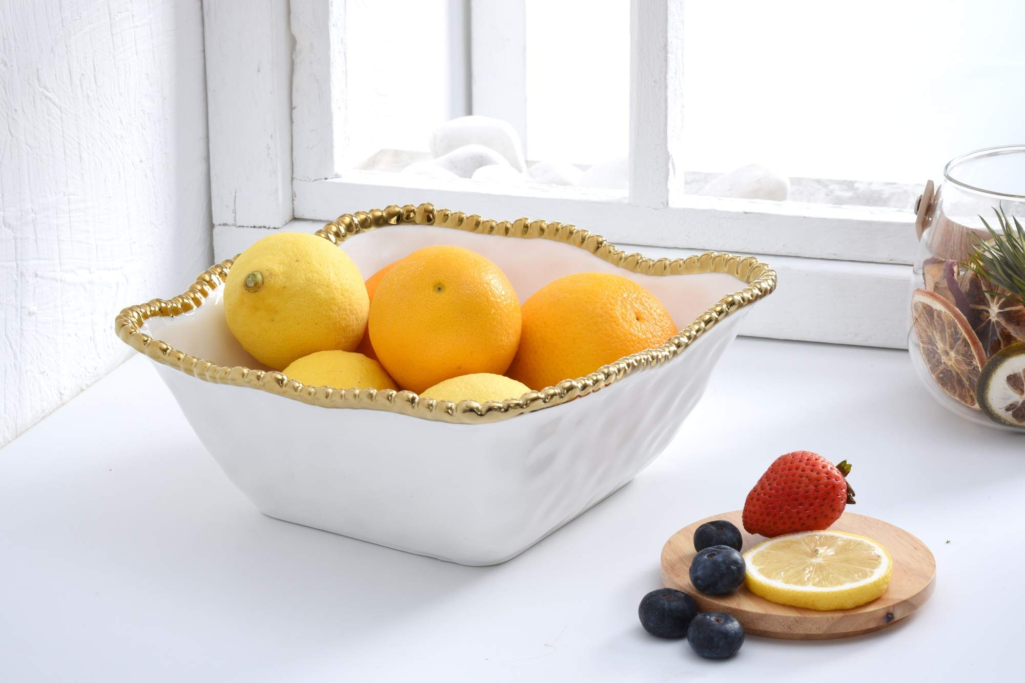 Ensaladera cuadrada mediana de porcelana Golden Salerno 6