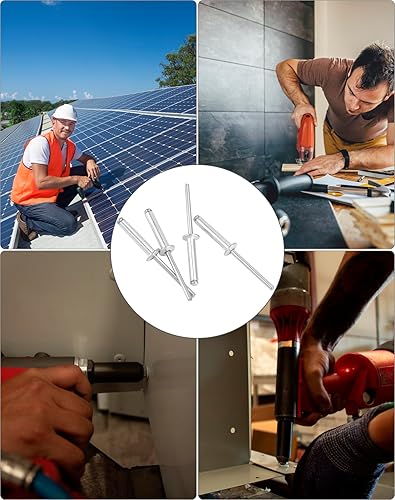 Miniatura 7 de QWORK Remaches ciegos de aluminio, 500 piezas de 316" x 1" (4.8 x 25 mm), surtido de remaches ciegos, plateado (#6-16)