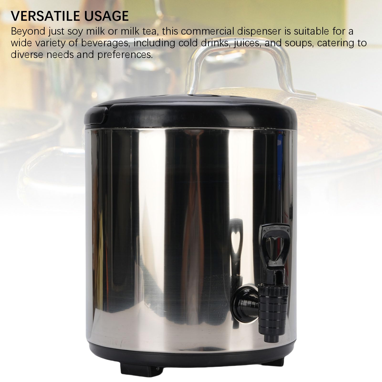 Dispensador de bebidas aislado de acero inoxidable 304 de grado alimenticio, función caliente y fría, ideal para té con leche, jugo y sopa, perfecto para fiestas y eventos (plateado)