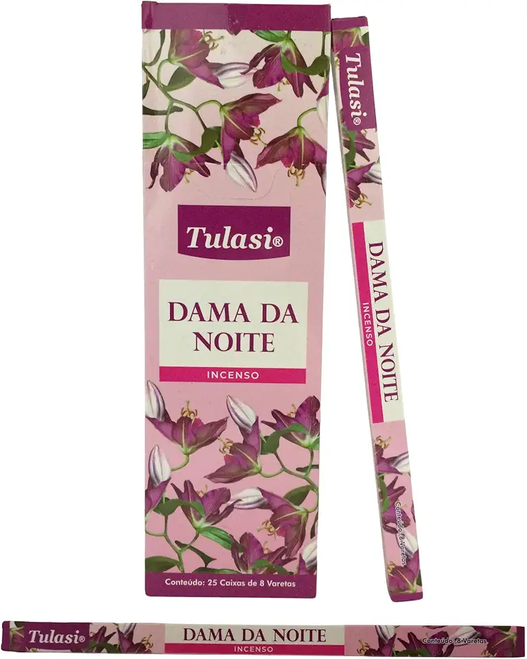 Incenso Indiano Tulasi Dama da Noite - Desperte a Magia do Amor e da Sedução Cx.25un.8v.