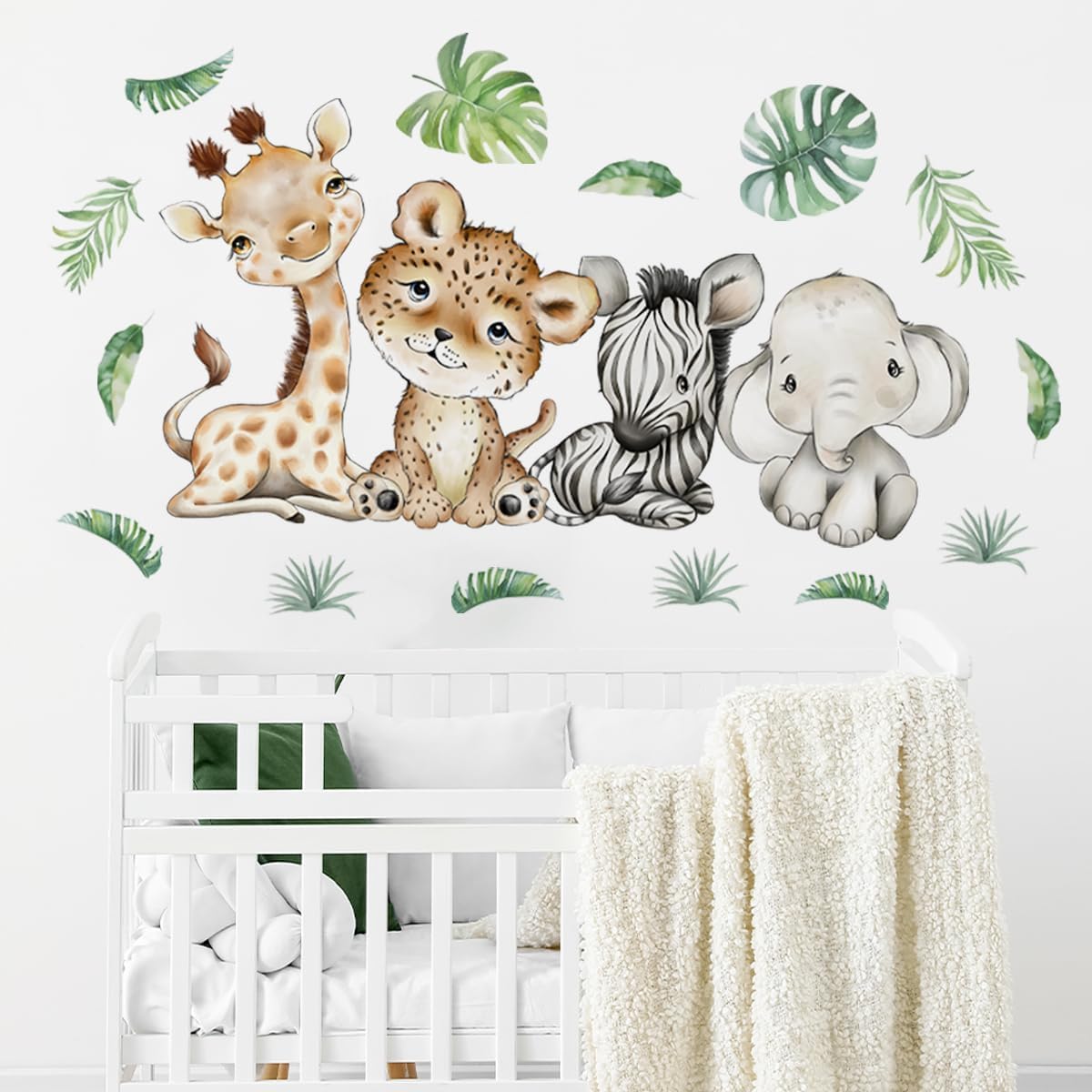 Snapklik.com : 44.88 X2298 Inch Watercolor Jungle Animal Wall Decals ...