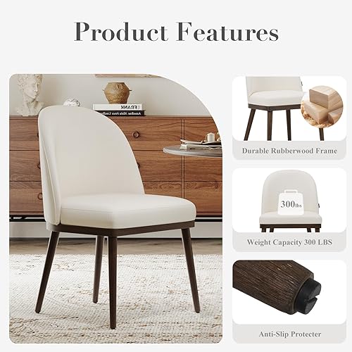 Miniatura 4 de Juego de 4 sillas de comedor tapizadas, sillas de cocina grandes para comedor con respaldo alto y asiento profundo, sillas de comedor de tela