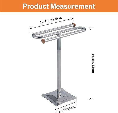 Miniatura 2 de ZCDCP Soporte para toallas de mano, toallero de acero inoxidable en forma de S para encimera de baño con base de vidrio, soporte cromado